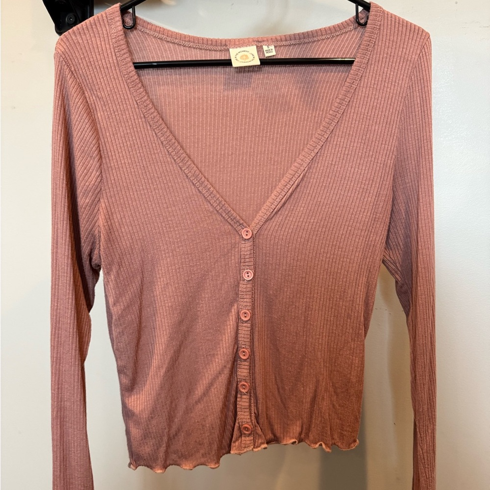 Women's Basics Pink Ribbed Top